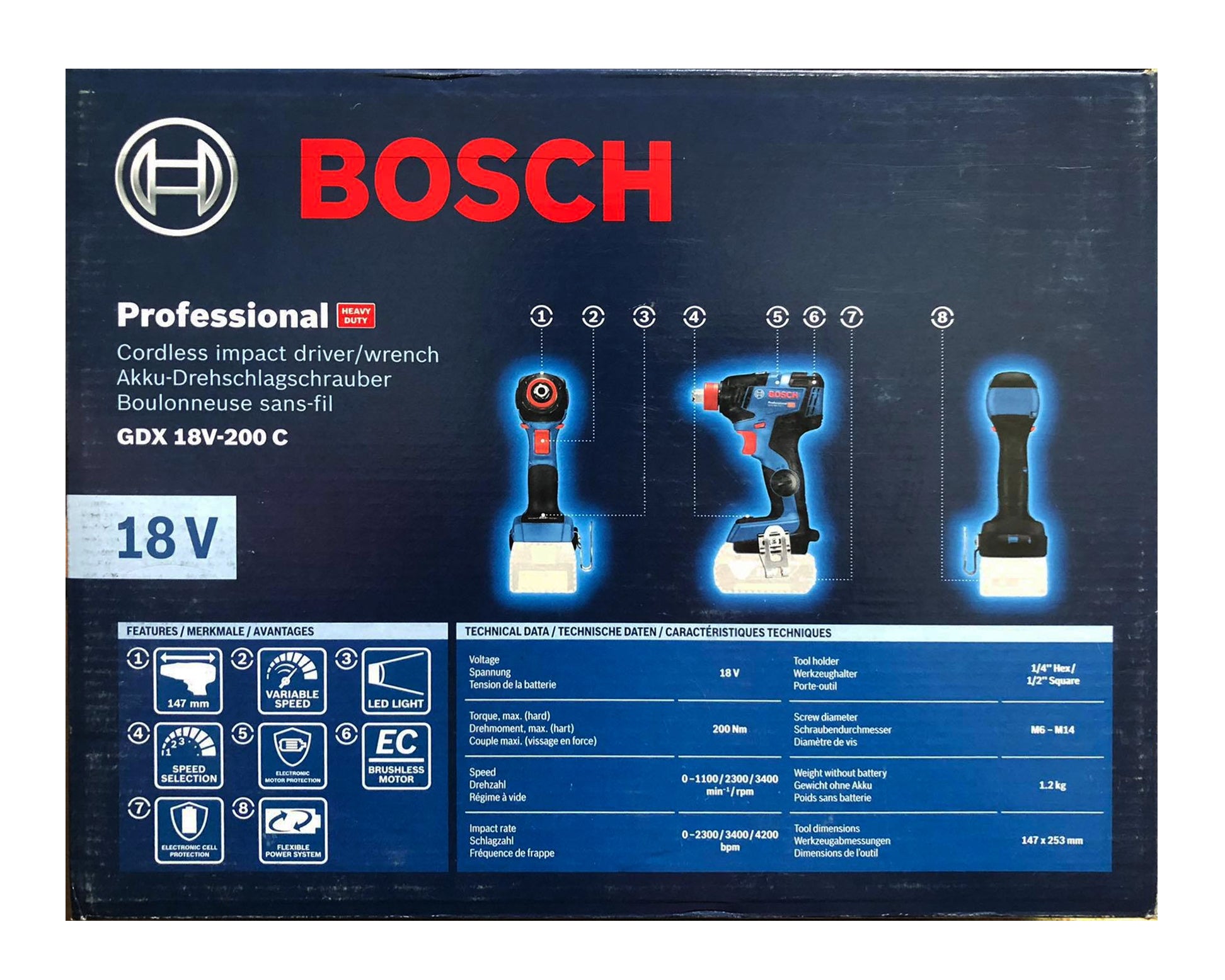 Bosch GDX 18V-200 C (2in1) Cordless Brushless Impact Driver / Impact Wrench Bosch GDX 18V-200 C (2in1) Cordless Brushless Impact Driver / Impact Wrench